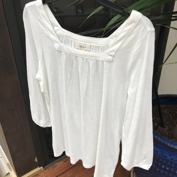 STYLE & CO | Square Neck White Boho Top - Medium - Picture 5 of 7